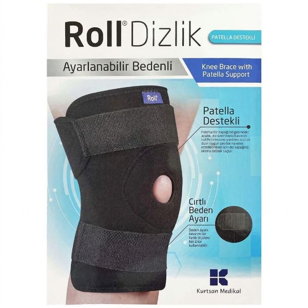 Roll Patella Destekli Ayarlanabilir Bedenli Cırtlı Dizlik